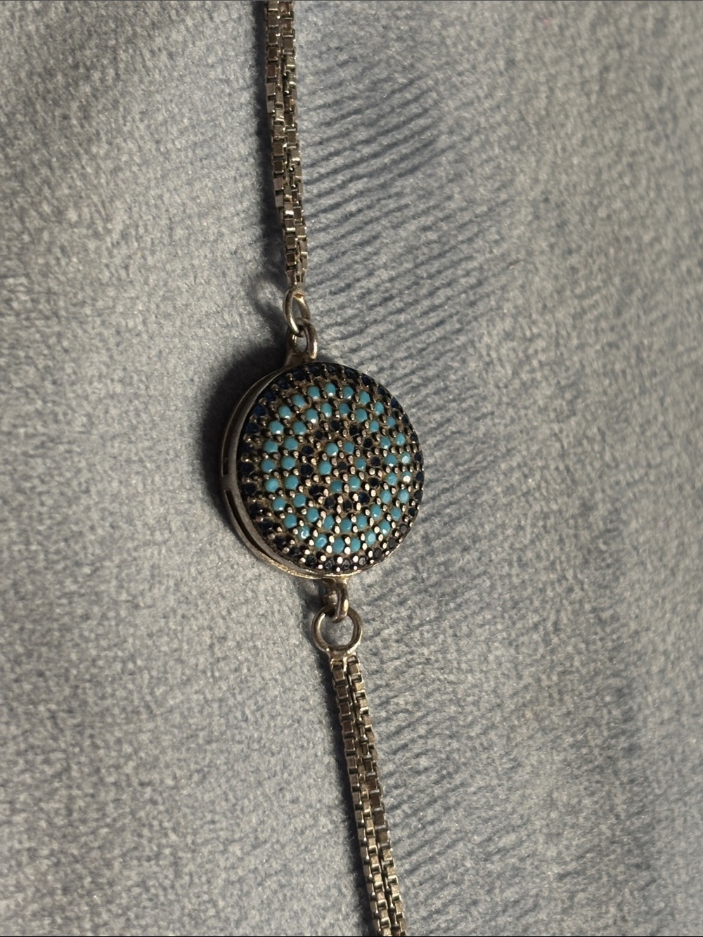 925 sterling silver Turkish Evil Eye (Nazar) bracelet micro-pave rhinestones - Picture 2 of 4